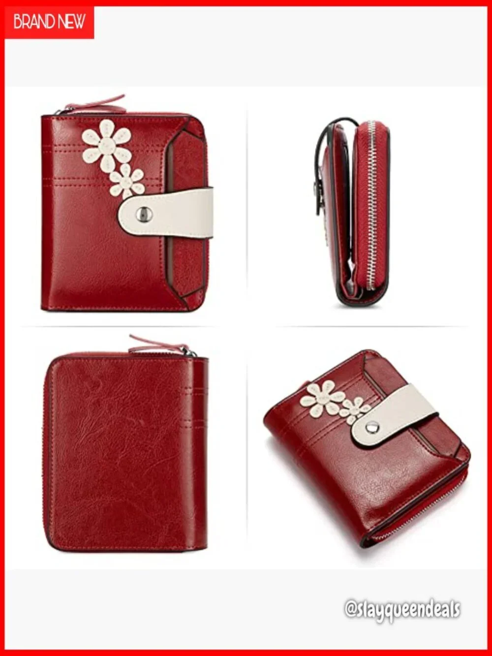 Leather RFID Blocking Bifold Wallet with Zipper Pocket Compact Size